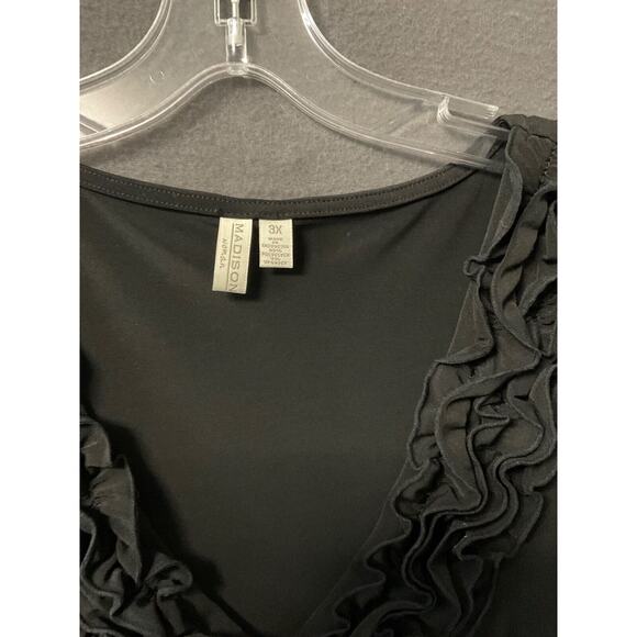 Madison Black Ruffle Detail Dress 3X Plus Women’s Sleeveless Elegant Style - Picture 2 of 5